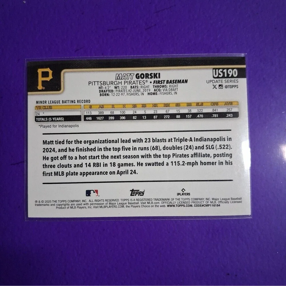 2025 Topps Update Series - Matt Gorski #US190 (RC)